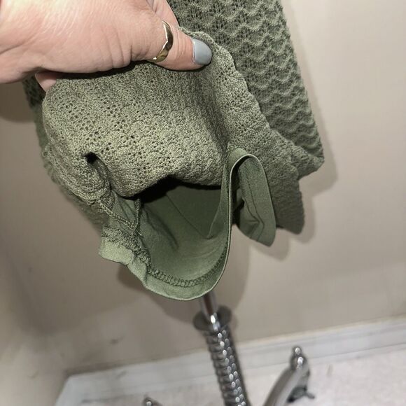 NWT Marled Reunited Olive Green Crochet Halter Top Skirt Set Size Medium NEW - Picture 10 of 11